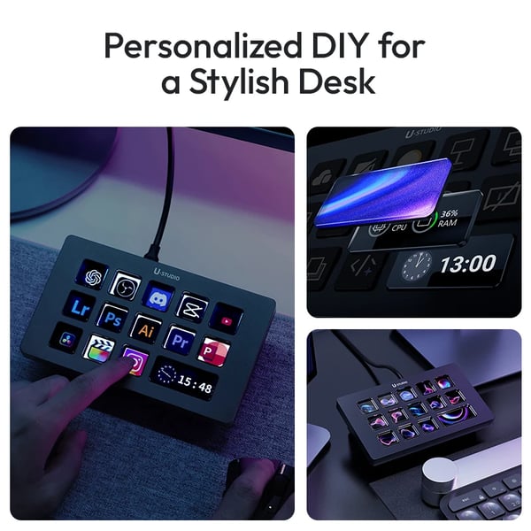 Stream Deck -ohjain, 7 in 1 -toiminnallisuus, useita liitettävyysvaihtoehtoja,musta