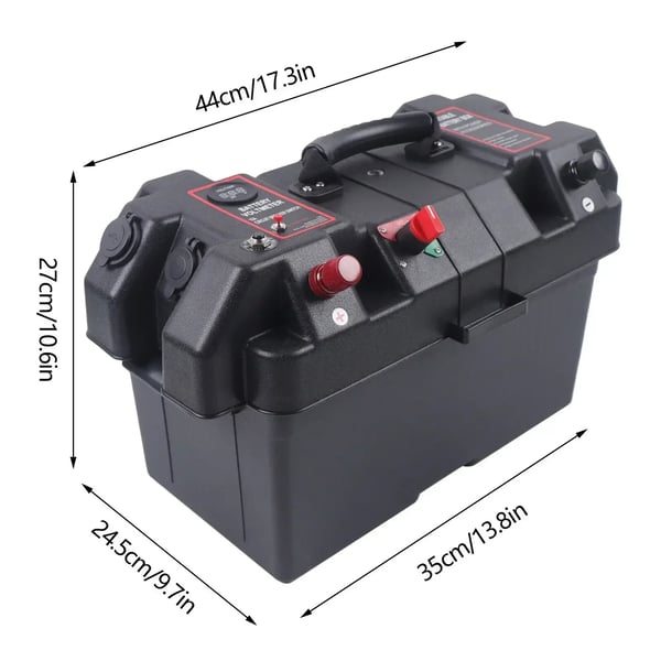 Batteriboks, Holdbar Konstruktion, Dobbelt USB-porte,sort