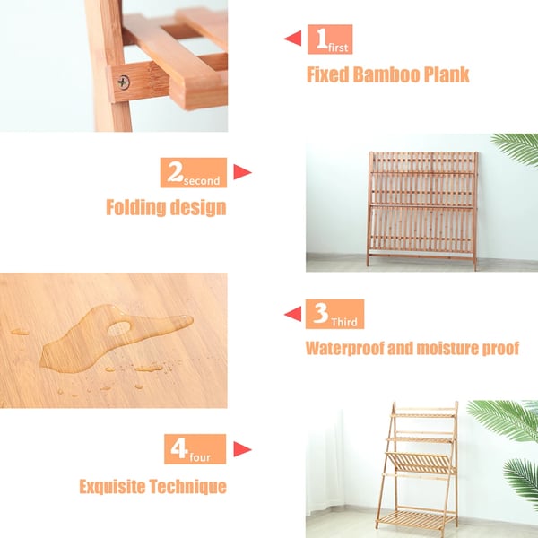 Plantebord, 3-lags design, robust bambuskonstruktion,L, Naturlig