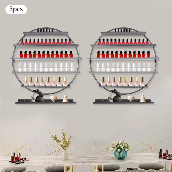 Vægmonteret Neglelak Rack, 5-Lags Design, Plads til 160 Flasker, Robust Jernkonstruktion