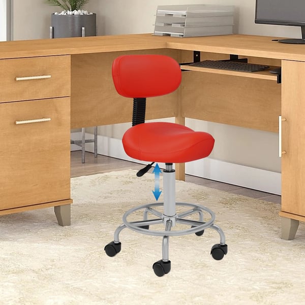 Sadelstol, Ergonomisk Design, Justerbar Højde,Rød