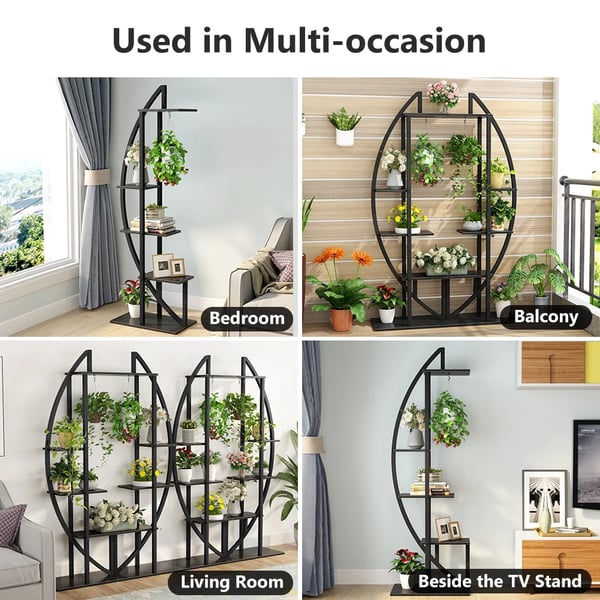 Växtställ, 5-nivådesign, mångsidig användning,svart