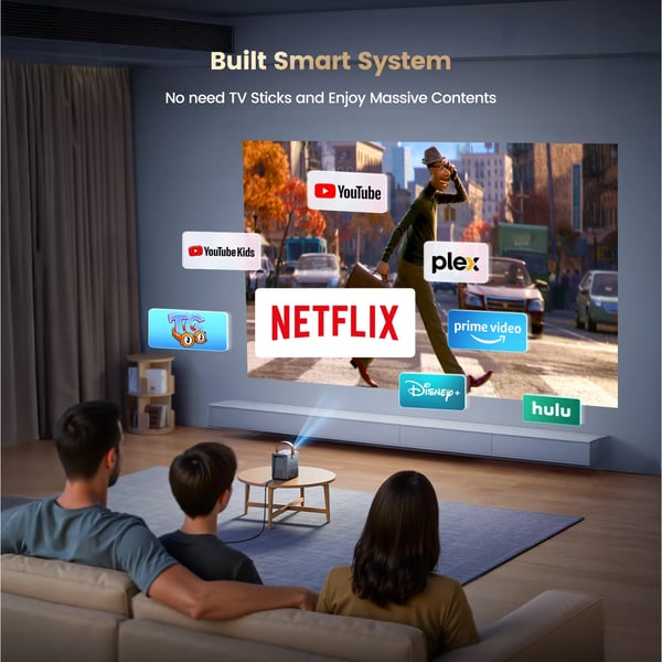 Projektor, Ægte 1080P Opløsning, Wi-Fi 6 Forbindelse,farve1