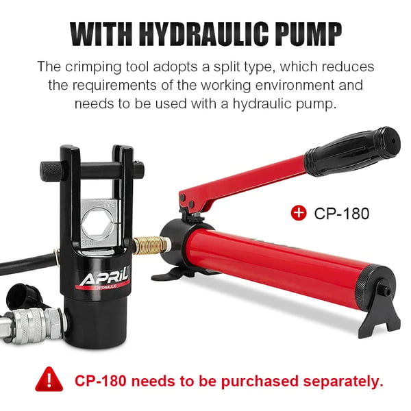 Hydraulinen puristustyökalu, Korkealuokkainen teräs, Puristusalue 10mm² - 300mm², Kuormakapasiteetti 16 tonnia, Jakotyyppinen muotoilu