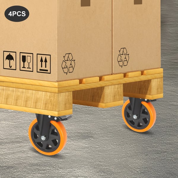 Industrielle hjul, belastningskapacitet 100 kg, hjulstørrelse 15,2 cm, sæt af 4, baseplade længde 9,3 cm, afstand mellem basepladehuller 7,5 cm x 4,5 cm
