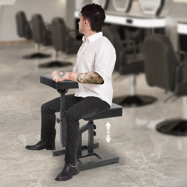 Barberstol, Justerbar Højde 43-61cm, Maksimal Belastning 100kg, Ryglænsvinkel 180°, Sædepolstring Størrelse 41*41*8cm, Ryglæn Størrelse 40*30*7cm