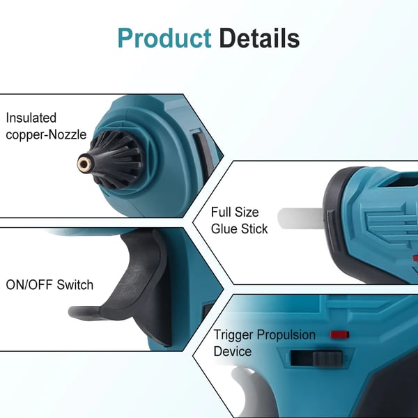 Limpistol, 100W Effekt, Ergonomisk Design,Med 2 batterier, EU