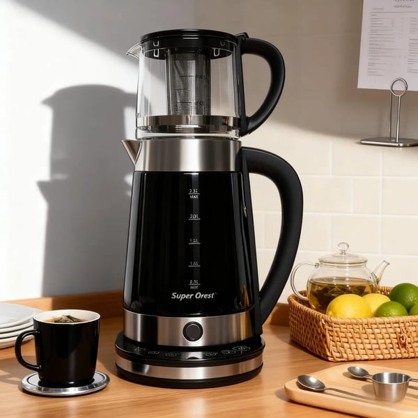 Støttende Elkedel, Stor 2,5L Kapacitet, Lille 1L Kapacitet, 220-240V, 1500W Effekt, LCD Skærm