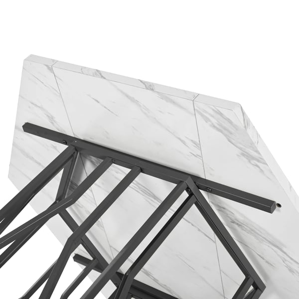 Spisebord, Hexagonal Marmor Top, Metalramme,HVID