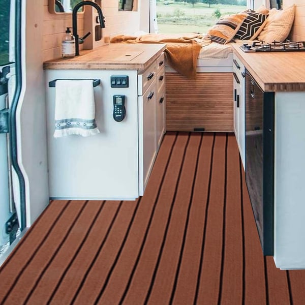 Teak Gulvmåtte, 240 cm længde, 90 cm bredde, vandtæt,Appelsin, 2.4X0.9M