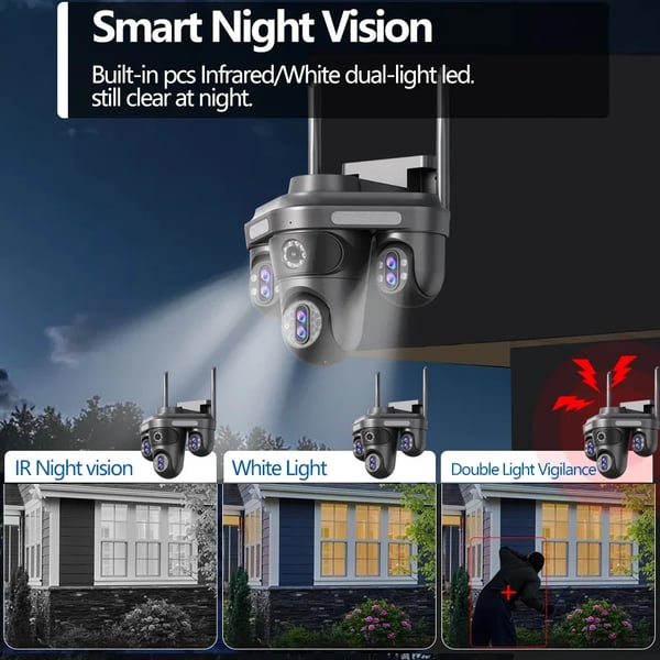 Sikkerhedskamera, 7 Linse Overvågning, Smart Sporing,EU stik, 35MP 10X Ingen kort
