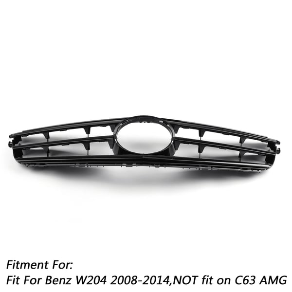 Frontbumpergrill, Højkvalitets ABS-plast, Passer til C-Klasse W204 2008-2014, Dimensioner 91,5 cm x 25 cm, Forbedrer luftstrømmen til køleren