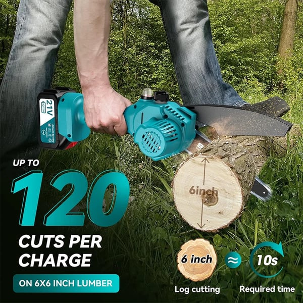 Elektrisk Mini Motorsav, Kraftfuld 800W Børsteløs Motor, Lang Batterilevetid med 2 x 4000mAh Batterier,Med 2-batteri 4.0ah