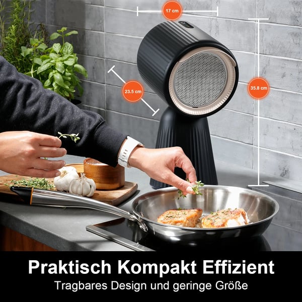 Bærbar Bordemhætte, 3-Trins Justerbar, Uden Ventilation, Kompakte Dimensioner,Sort, EU