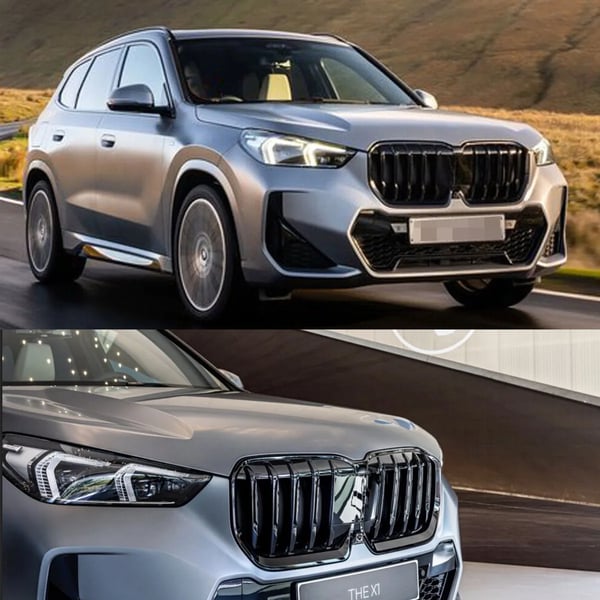 Etupuskurin säleikkö BMW X1:een, kiiltävän musta viimeistely, helppo asennus, musta