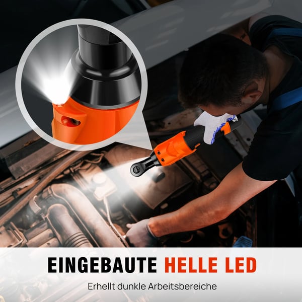 Elektrisk Skraldenøgle, 200Nm Moment, Trådløs Design, LED Arbejdslys
