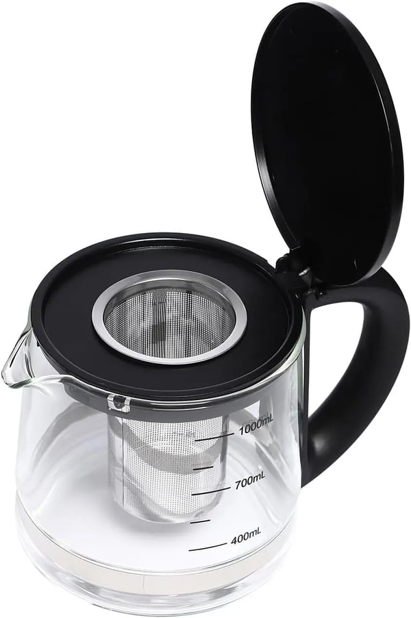 Elektrisk Glaskedel, 2,5L Kapacitet, 1500 W Effekt, Hurtig Opvarmning, Termokande 1L, Kalkfilter