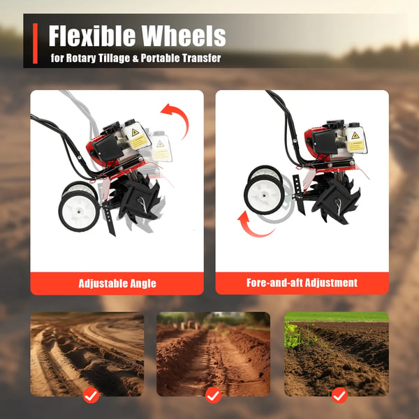 Havefræser, Kraftfuld To-taktsmotor, Ergonomisk Design,Rød/Sort