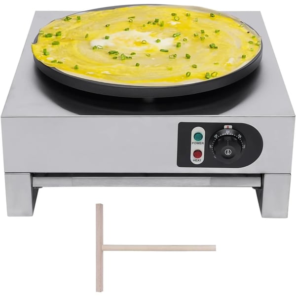 Elektrisk Crêpe Maker, 40 cm Diameter, Justerbar Temperaturinterval, Non-Stick Overflade,GRÅ