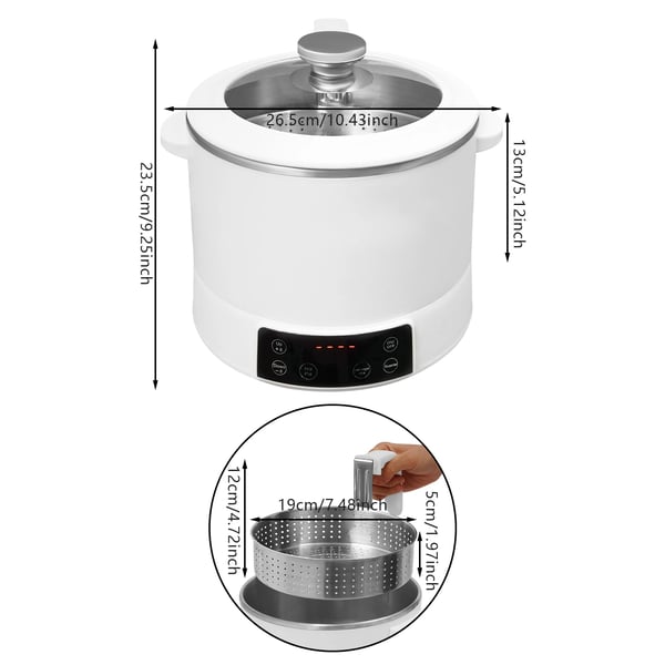 Elektrisk Risgryde, 3L Kapacitet, 1500W Effekt, Digital Skærm, Kompakt Design, Sund Lavt Sukker Funktion