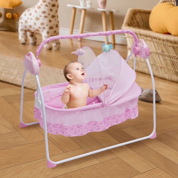 Babyvugge, Auto-svingfunktion, Fjernbetjening,Pink