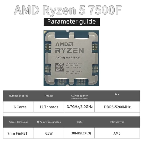 Processor, 6-Core, 5 GHz Basis Klokfrekvens, 12 Tråde, Socket AM5, PCIe 5.0