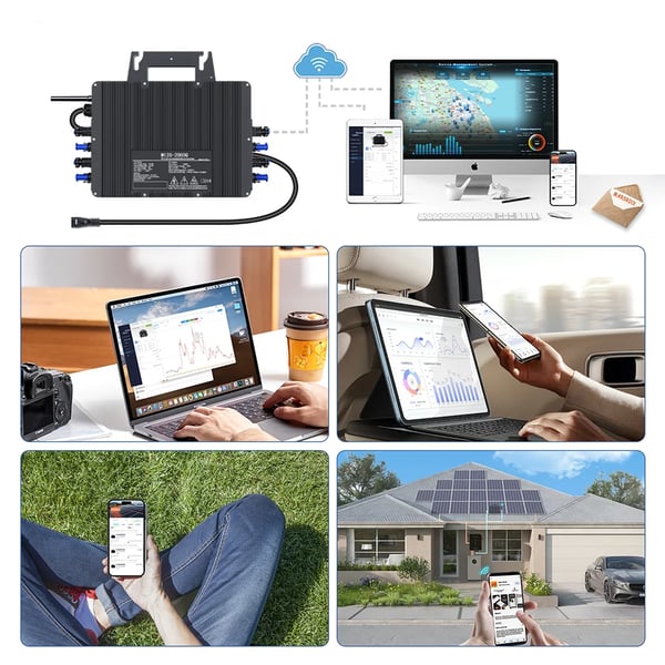 2000W Mikro Solomformer, Maksimal AC-udgang 2500W, Ingress Beskyttelse IP67, Wi-Fi Forbindelse,2000W inverter, AC 230V, DC 22-50V