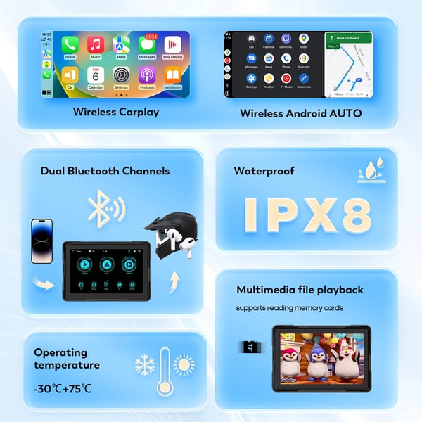Bilradio, IPX8 Vandtæt, Trådløs Kompatibilitet,sort, Ingen