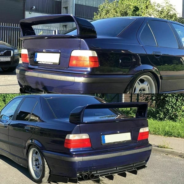 Bagspoiler, LTW GT stil, kompatibel med 3 Series E36 køretøjer,matte sort