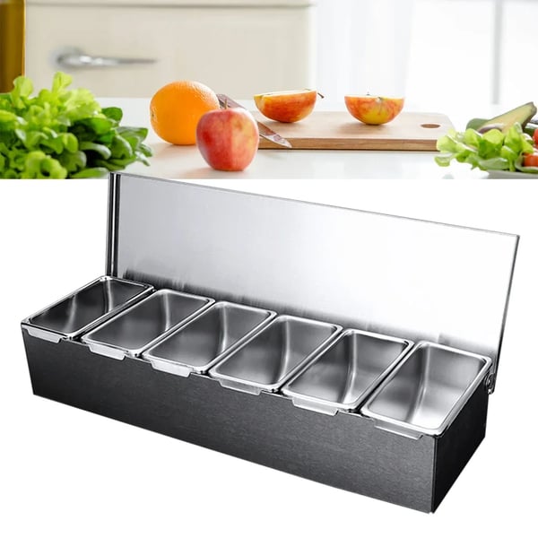 Krydddispenser, Rostfritt stål, 6-fack design,Silver