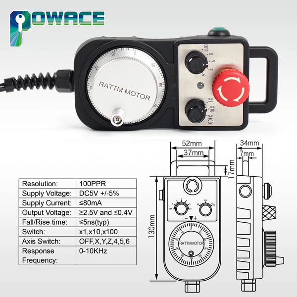 CNC bevægelseskontroller, 4-akse support, 500kHz udgangsfrekvens, 7-tommer TFT display, 18 digitale indgange, 3 digitale udgange