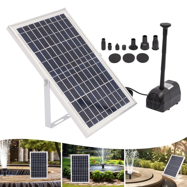 Aurinkovesipumppu suihkulähteelle, maksimivirtaama 1000 l/h, 200 cm vesikorkeus,17V