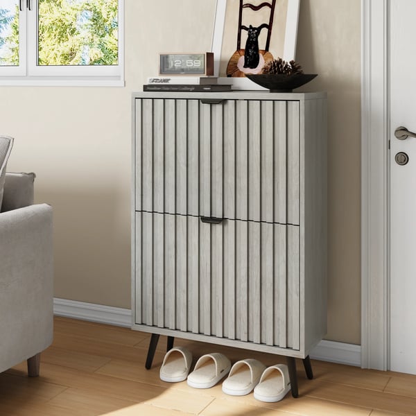 Sko Skab, Fritstående Design, Moderne Stil,Grå + MDF