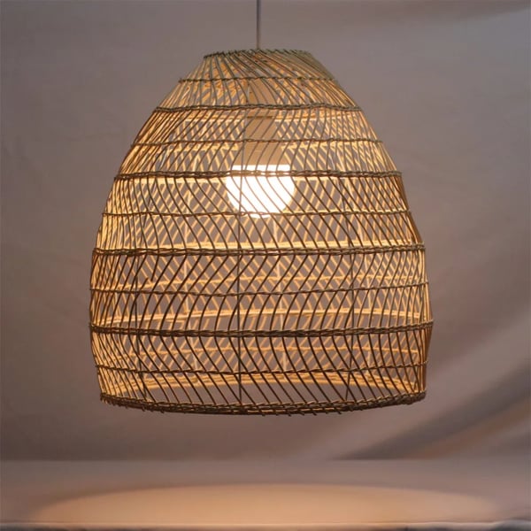Riippuvalaisin, bambu ja rauta, LED-yhteensopiva,Dia 35CM, Ei lamppua