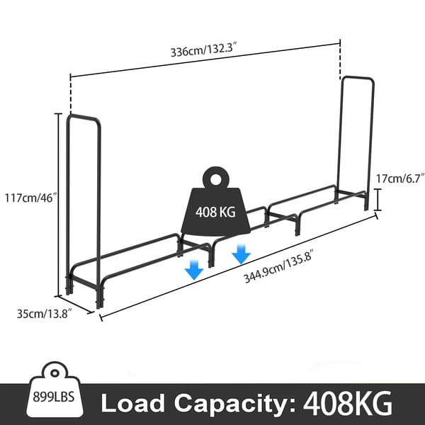 Heavy Duty Brændeholder, Maksimal Vægtkapacitet 408 kg, Moderne Design,sort