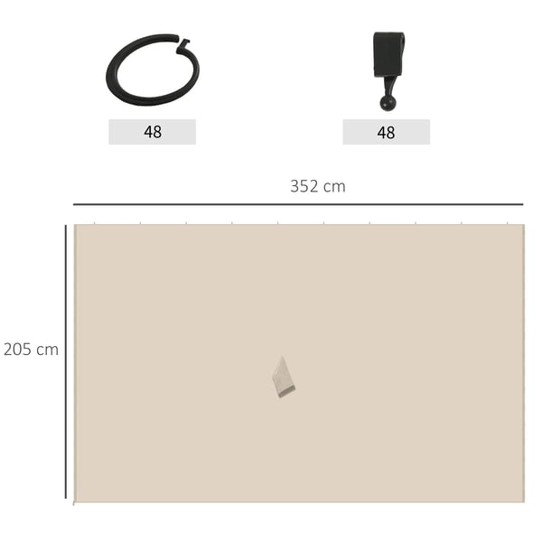Gazebo-sivuseinät, 3,5 x 2 m, polyesteri, Beige