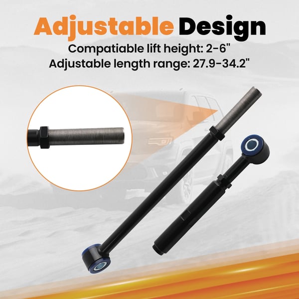 Front justerbar sporstang, passer til Ford F-250 F-350 Excursion, justerbar længde 29,92 - 33,85 tommer.