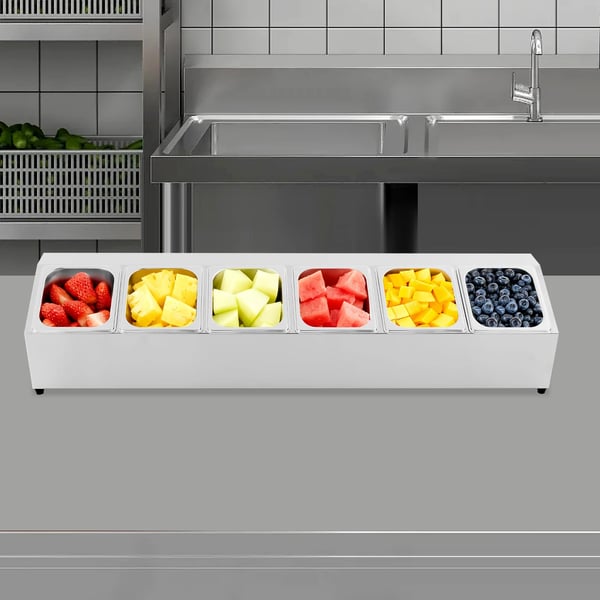 Ingrediensbeholder, Rustfrit Stål, Pladsbesparende Design,9L, 6-gitter, Sølv