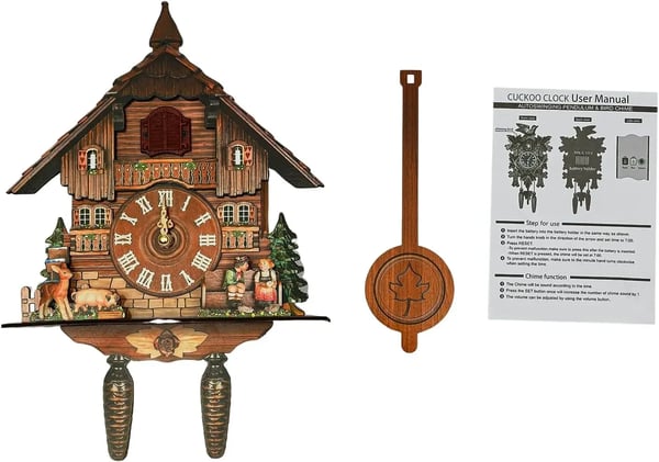 Træ Kuckuckur, Traditionelt Design, Automatisk Sving Pendul,Multifarvet