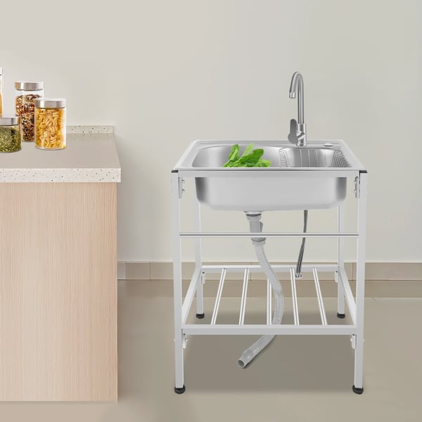 Vask, Fritstående Design, Kold- og Varmtvandsarmatur,Sølv