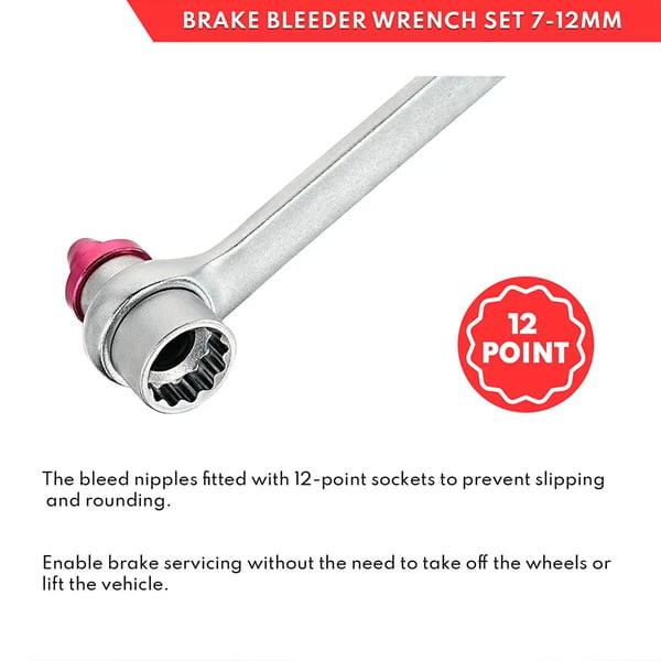 Bremsebleeder Nøglesæt, 7mm, 8mm, 9mm, 10mm, 1,2m Slange
