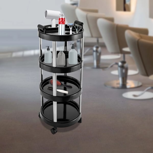 Skønhedssalon Trolley, 4-lags Design, Mobil Organizer,sort
