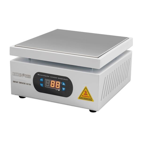 Loddestation Varmer, 750W Effekt, 20 x 20 cm Dimensioner, Holdbart Aluminiumlegering Materiale, Hurtig Opvarmnings Effektivitet