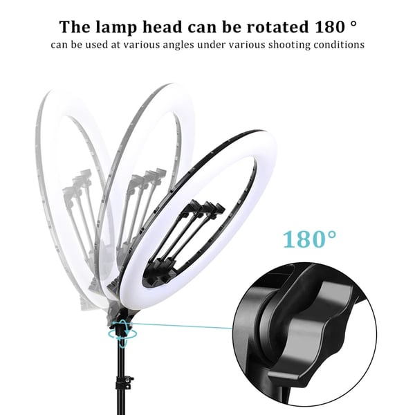 Ringlys, Justerbar Lysstyrke, USB Opladning,22inch ring lys