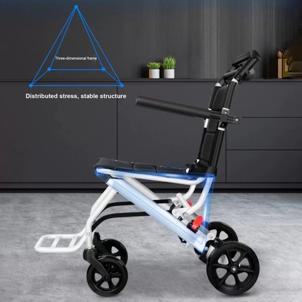 Fällbar rullstol, lättviktig, ergonomisk design, justerbart säkerhetsbälte,Vit