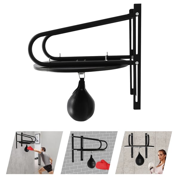 Boksetræning Spinning Ball Mål, Justerbar Højde, Holdbart Materiale, Vægmontering,sort