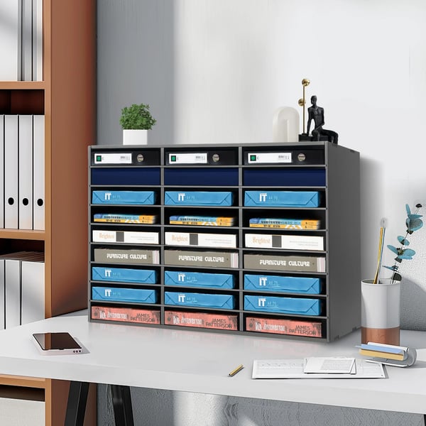 Litteraturorganisator, 27 rum, 31,5*12*21,69 tommer, Belastningskapacitet 50 kg, Fremstillet af PVC, Moderne stil