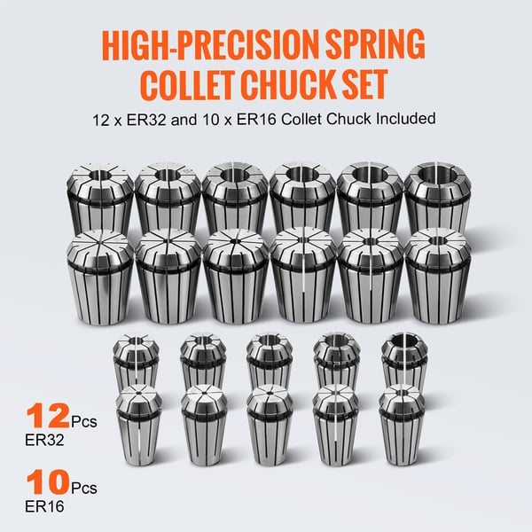 Collet Holder, Høj Præcision, Holdbart Legeret Stål,35pcs