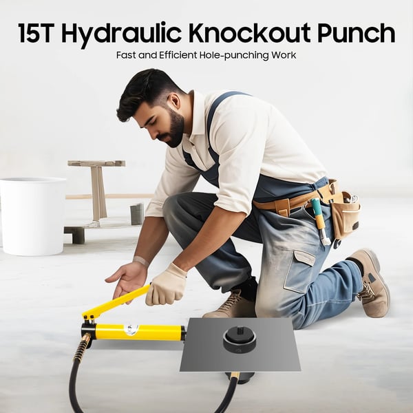 Hydraulisk Knockout Punch Driver Kit, 10 Døds, 15 Ton Tryk,Gul
