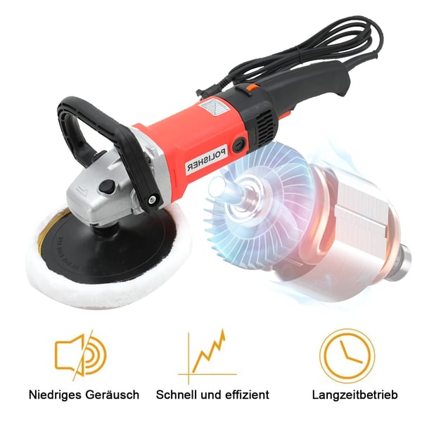 Bilpolermaskin, 1400 watt, 230V, upp till 3000 RPM, Ø180 mm skiva, 3.25 kg